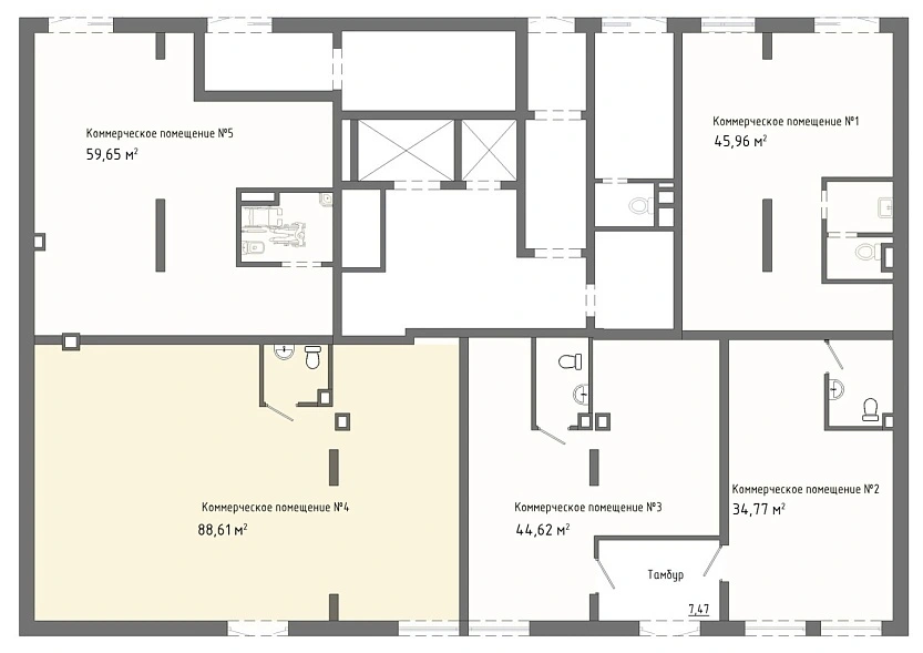 Планировка на этаже Помещение, 88.61&nbsp;м²