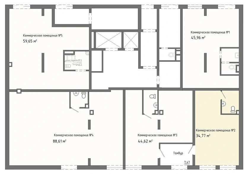 Планировка на этаже Помещение, 34.77&nbsp;м²