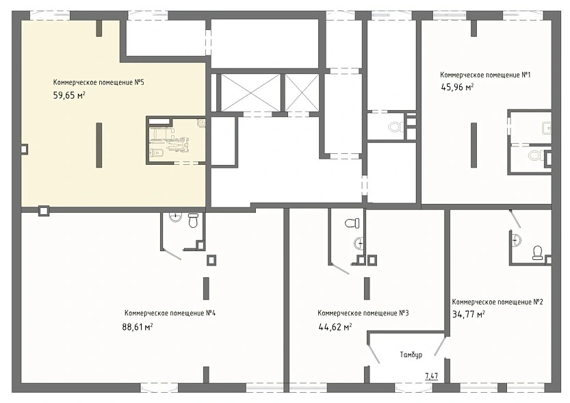 Планировка на этаже Помещение, 59.65&nbsp;м²