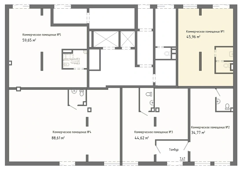 Планировка на этаже Помещение, 45.96&nbsp;м²