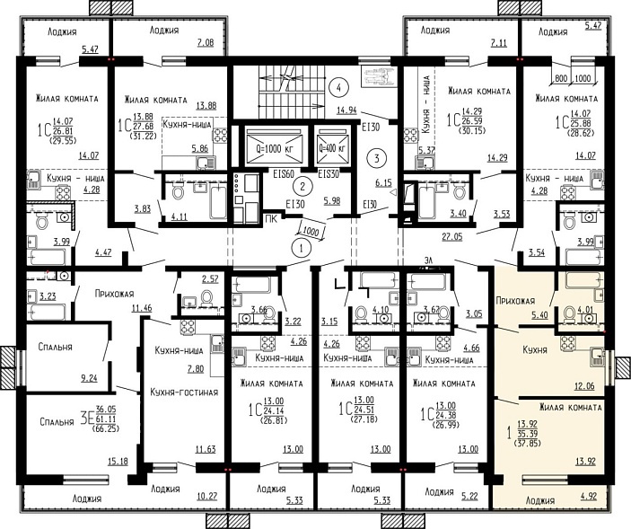 Планировка на этаже Квартира, 37,85&nbsp;м²