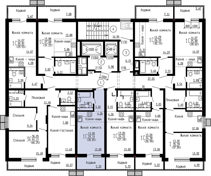 Планировка на этаже Квартира, 26,81&nbsp;м²