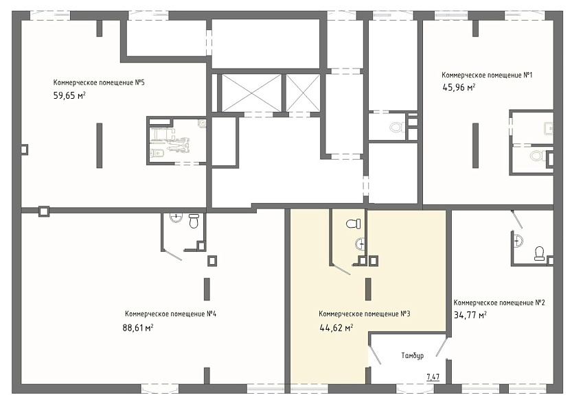 Планировка на этаже Помещение, 44.62&nbsp;м²