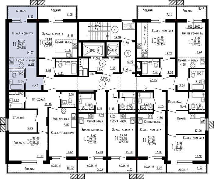 Планировка на этаже Квартира, 29,55&nbsp;м²