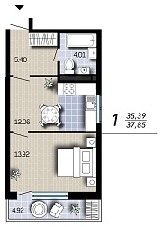 Квартира, 37,85&nbsp;м²
