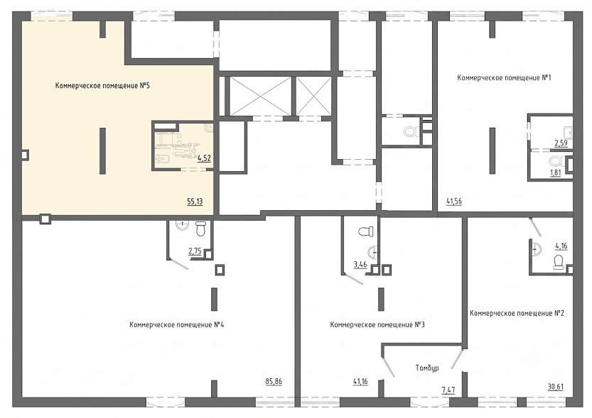 Планировка на этаже Помещение, 55.13&nbsp;м²