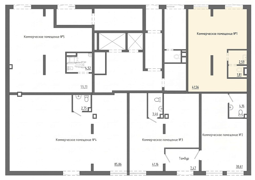 Планировка на этаже Помещение, 41.56&nbsp;м²