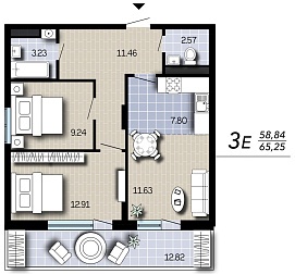 Квартира, 65,25&nbsp;м²