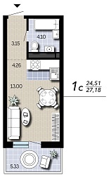 Квартира, 27,18&nbsp;м²