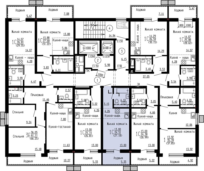 Планировка на этаже Квартира, 27,18&nbsp;м²