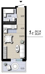Квартира, 26,81&nbsp;м²