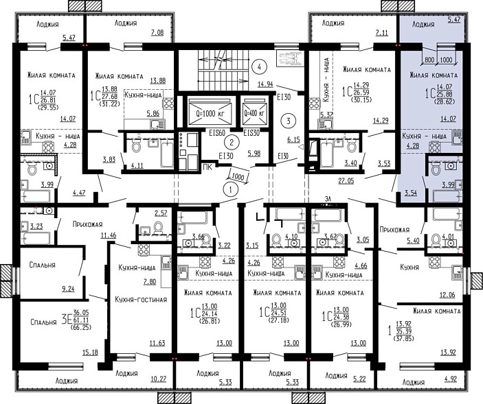 Планировка на этаже Квартира, 28,62&nbsp;м²