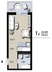 Квартира, 28,62&nbsp;м²