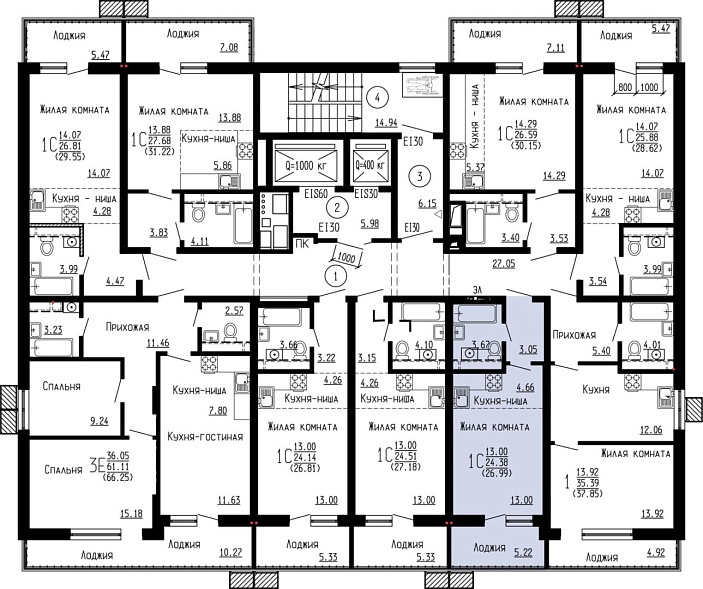 Планировка на этаже Квартира, 26,99&nbsp;м²