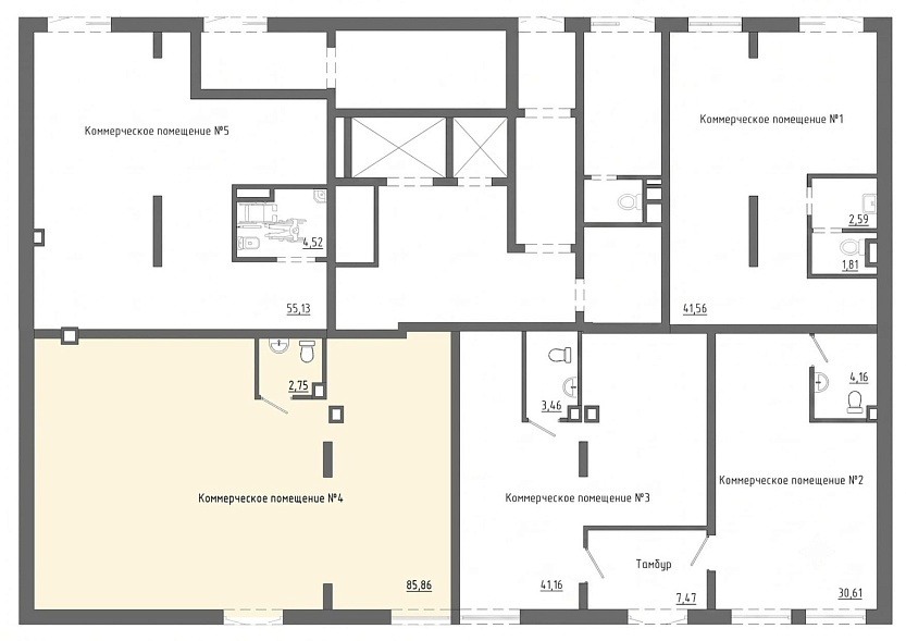 Планировка на этаже Помещение, 85.86&nbsp;м²